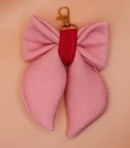 Pink Bow Keychain, For Car Keys, For Her Delicate Affordable, Wrist, Fabric Clasp, Handmade, Adorable, Purse Bag, Accessory