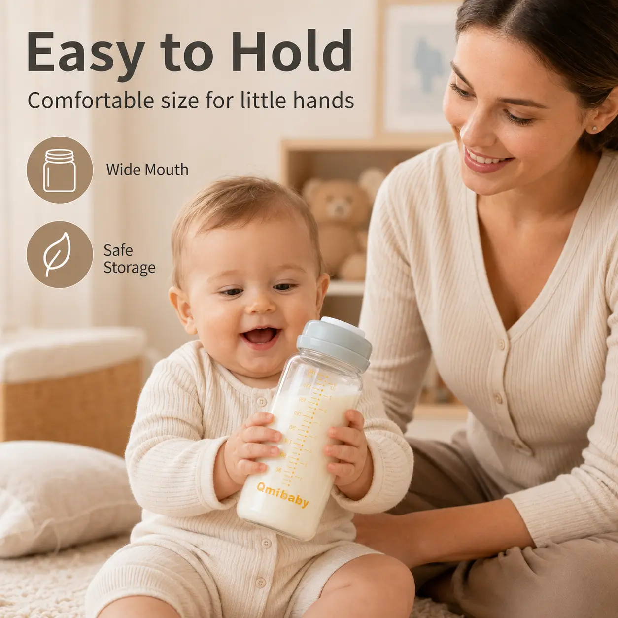Breast Milk Collection & Storage Bottles 8oz 240ml, BPA-Free Wide Neck Leak-Proof Reusable Containers for Pumping Moms, Breastfeeding Essentials for Fridge Storage, Nursing & Daily Milk Organization, Grey & Pink