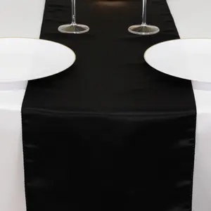 Lamour Satin Table Runner 12"x108" Black - Smooth & Lustrous Wedding Decor