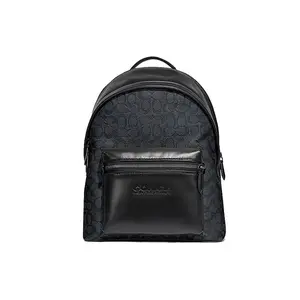 COACH Charter 30 Classic Logo Print Large Capacity Coated Canvas and Calfskin Backpack for Men