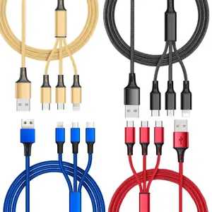 NEW Fast USB Charging Cable Universal 3 in 1 Multi Function Cell Phone Charger Multiport Adapter Smartphone