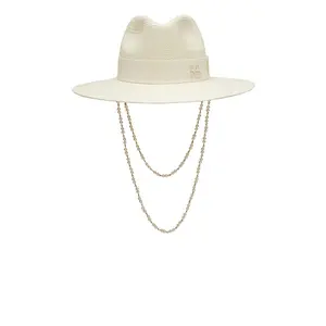 Ruslan Baginskiy Double Chain Strap Fedora Hat in White