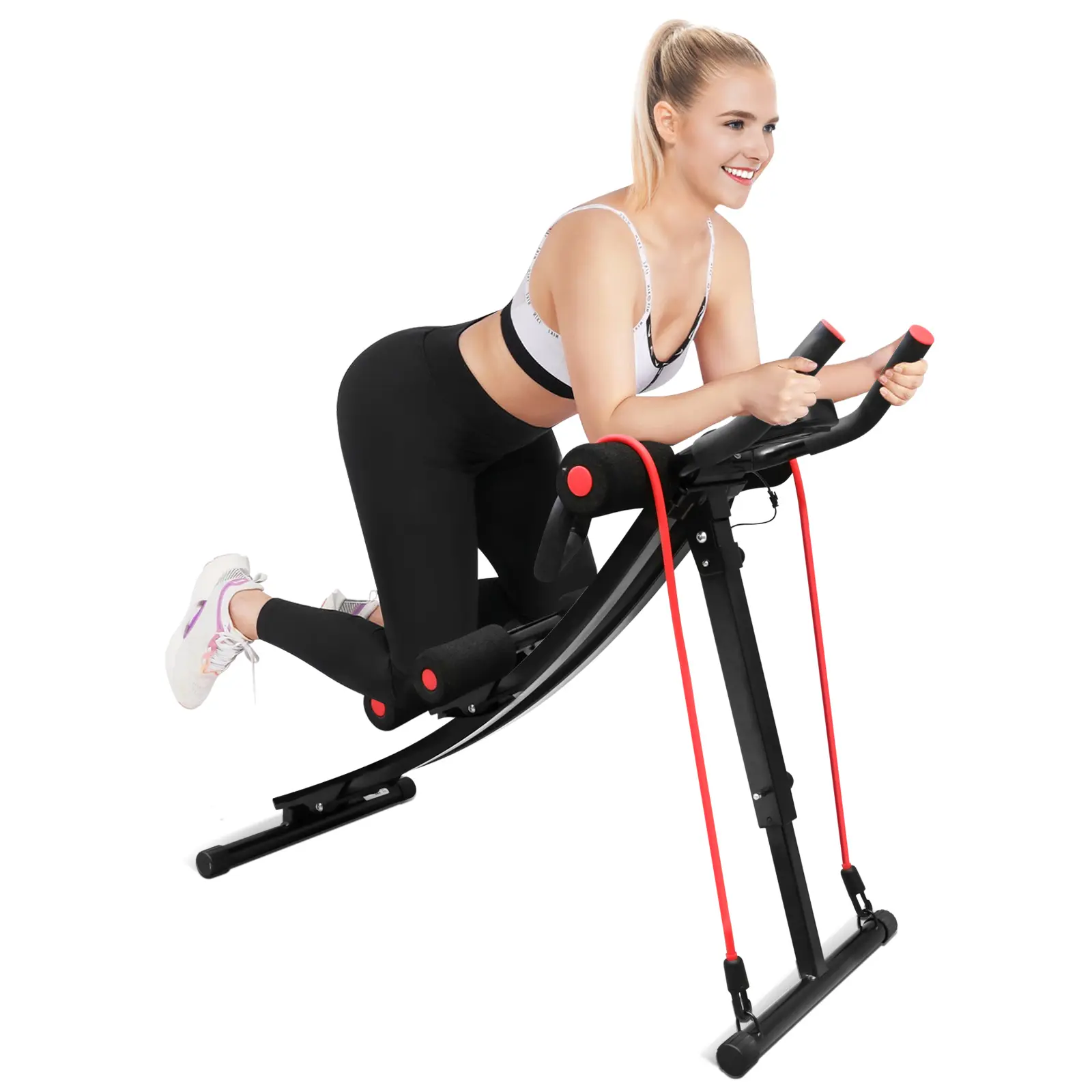 Foldable Ab Machine, Ab Workout Equipment for Home Gym,Core & Abdominal Trainer Fitness Equipment Max 440lbs with LCD Display