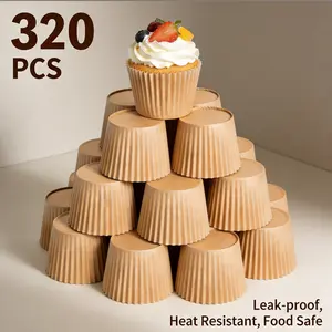 320 Count Standard Natural Cupcake Liners , No Smell, Grease-Proof Paper Muffin Liners, Food-grade Baking Cups for Cupcakes, Muffins, Nuts Bakeware outdoorfun
