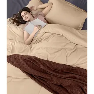 Bedding Duvet Cover Queen Size - 1 Duvet Cover with 2 Pillow Shams - 3 Pieces Bedding Duvet Cover with Zipper Closure - Soft Brushed Microfiber, 90 X 90 Inches (Queen, Beige)