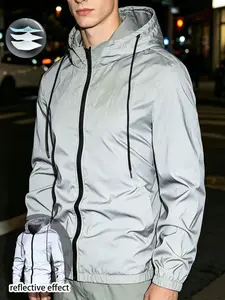 Fashion Men's Reflective Lightweight Hooded Jacket, Trendy Streetwear Outerwear, Waterproof Breathable, Unisex Gift for Daily Use