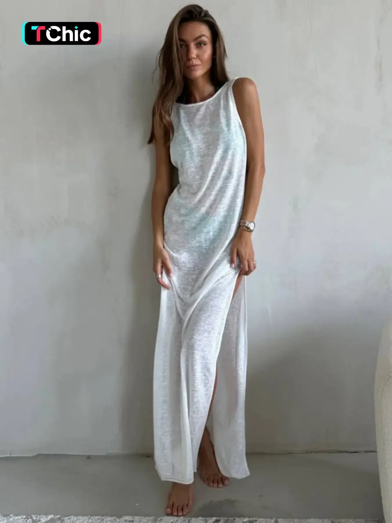 Women's Sexy Fitted Knit Dress, Thin Transparent Bodycon Dress, Casual Home  Wear, All Season Fashion, Comfortable & Stylish Design, Casual Comfy Chic -  TikTok Shop