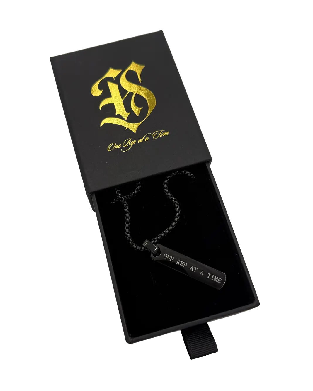 1 Rep At A Time Adjustable Chain Necklace, Stainless Steel Bar Pendant, Customizable Fit Design