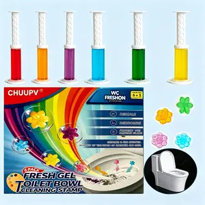 Floral Toilet Gel Cleaner Set, 6 Toilet Gels + 3 Applicators, Up to 108 Flushes, Long-Lasting Bathroom Deodorizer & Toilet Freshener