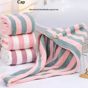 Super Soft Microfiber Hair Towel Turban - Ultra Absorbent Quick Dry Hair Wrap for Women, Cute Striped Design Speeds Drying Time, Lightweight Portable Bath & Travel Essential, Home & Gym Must-Have, Absorbent Breathable Towel