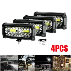 4PCS Heavy-Duty LED Fog Driving Lights, 7Inch Triple Row Combo Beam Light Bars, 9-36V Wide Voltage, Corrosion & Dust Resistant, Outdoor Off-Road & Construction Lighting