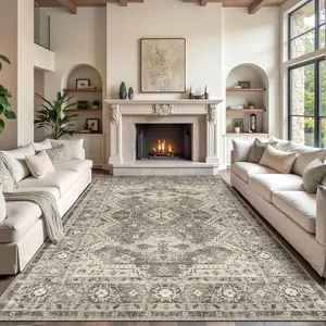 ComiComi 8x10 Area Rugs - Stain Resistant Washable Rug, Anti Slip Backing Rugs for Living Room, Vintage Tribal Area Rugs