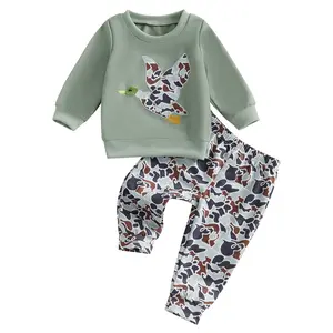 Toddler Baby Boy Hunting Clothes Mallard Duck Hunting Sweatshirt Top Camo Pants Set 2Pcs Newborn Fall Outfits