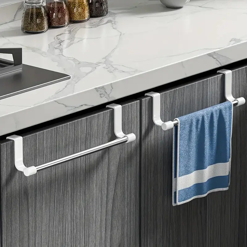 Heavy-Duty Stainless Steel Over-Door Towel Bar, Towel Hook, Towel Hooks For Door, No-Installation Bathroom Towel Rack, Space-Saving Organizer for Kitchen & Laundry Room, Bathroom Organizing Accessories