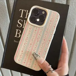 A Fresh Pattern of Light Blue Striped Flowers Suitable for Iphone 17 16 Pro Max Cases, Compatible with for iphone 15 Pro Max/14/16 Plus/15/13 Pro/12/11. Simple TPU, Shockproof, Stylish Protective Cover with High Aesthetic Appeal.