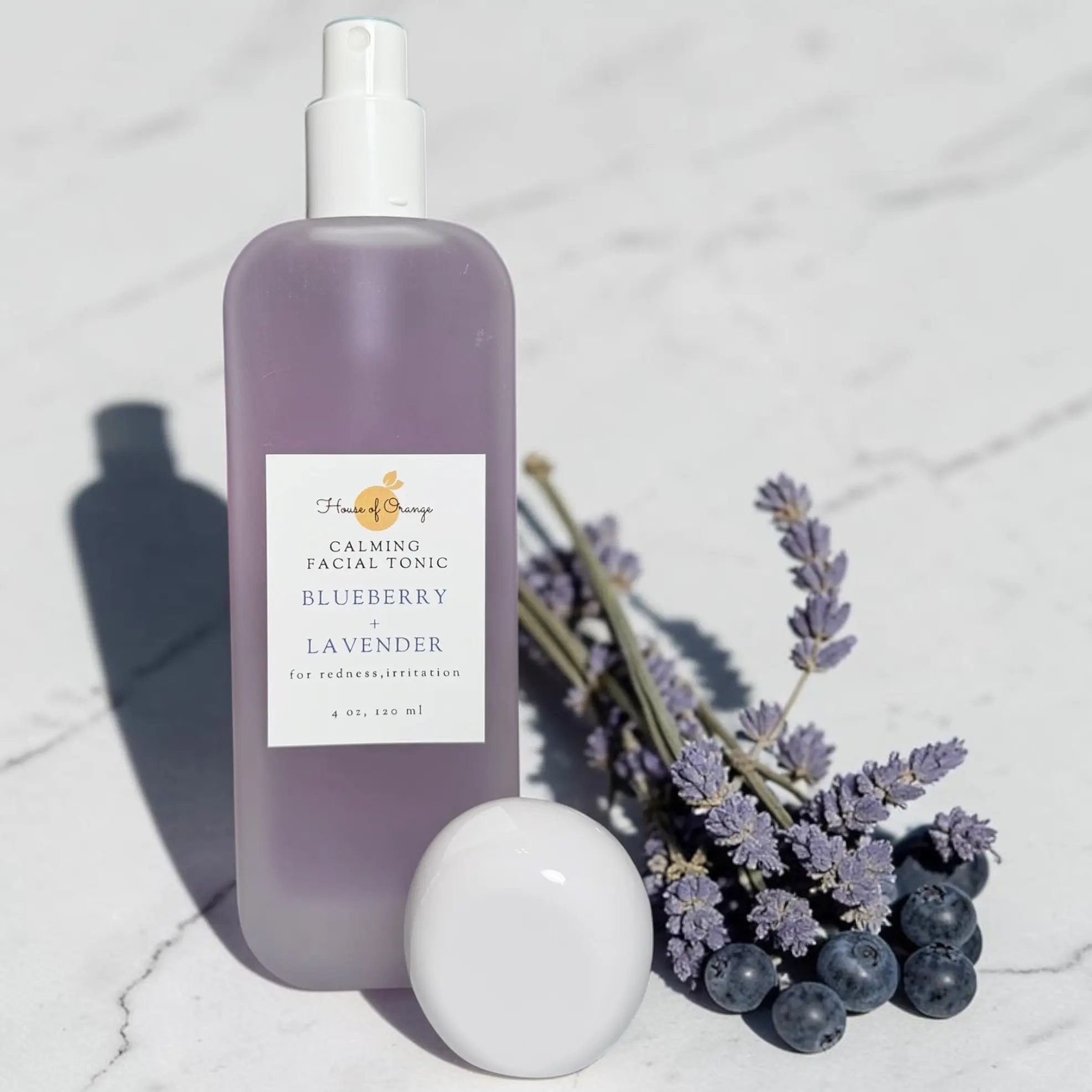 House of Orange Calming Facial Toner with Blueberry Lavender for Sensitive Skin/ Redness/ Acne Friendly/ Fragrance Free Paraben Free/ Gentle Skincare 4 oz