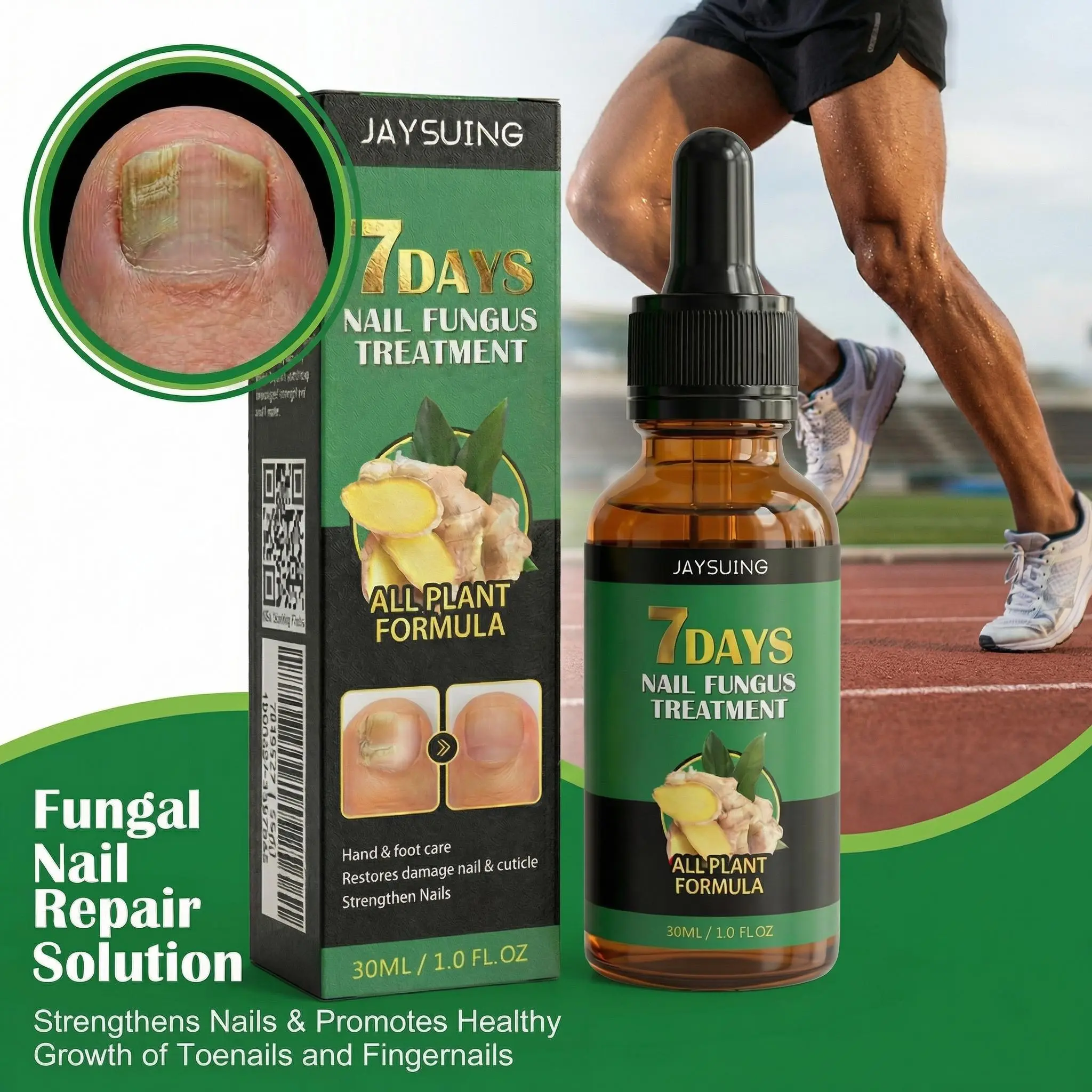 Nail Repair Solution, Powerful Treatment for Toe Nail Fungus, Contains Ginger for Nightly Repair of Damaged Nails, Fungus Nail Care, Discolored Nail Treatment