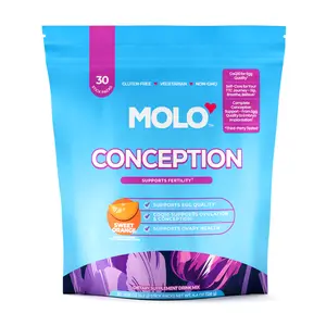 MOLO Conception Fertility Supplement for Women - CoQ10, Iodine, Selenium, Taurine Supporting Ovarian Health, Ovulation – 30 Stick Packs with Sweet Orange Flavor – Vegetarian, Gluten-Free & Non-GMO
