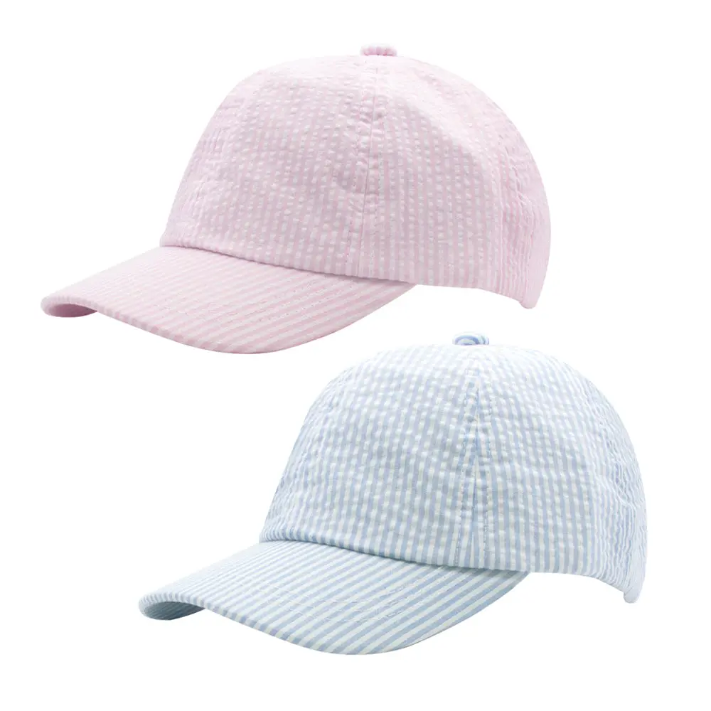 Seersucker Ball Cap - Wee Ones Striped Kids Baseball Hat for Boys & Girls