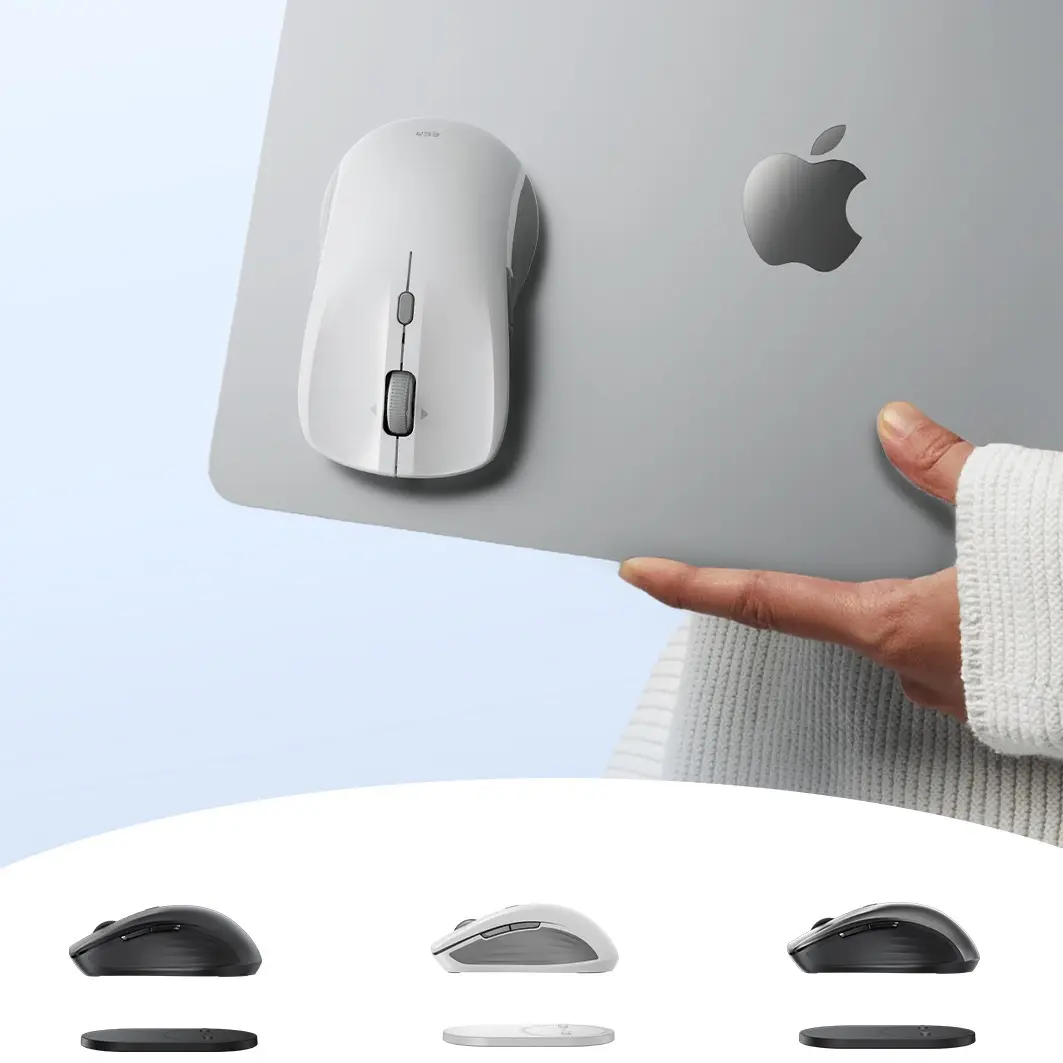 ESR MagMouse Cable-Free Small Wireless Bluetooth Controller Mouse, Computer Peripherals, Magnetic Base, Built-in USB-C Rechargeable Cable, Ergonomic Support Design, 6 DPI Levels for Work & Travel