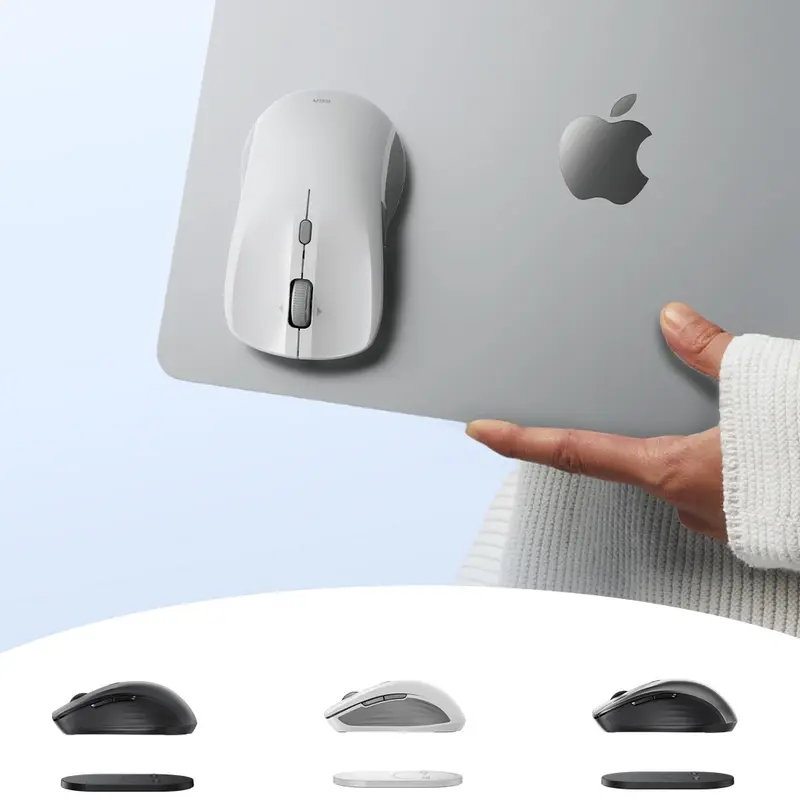 ESR MagMouse Wireless Bluetooth Mouse with Magnetic Base & Built-in Charging Cable - Lightweight, Rechargeable, Ergonomic Design, 6 DPI Levels, Silent Clicks, 2.4 GHz & Bluetooth 5.0 Dual Modes