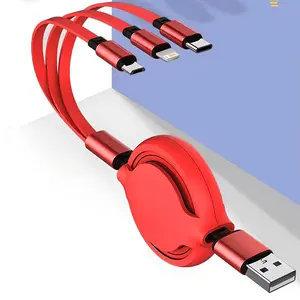 120w Retractable Three-In-One Multi-Function Charging Cable Cable, Compatible with iPhone iPad Samsung Galaxy Ps Tablet, Portable Durable Design, Multifunctional Charging Cable