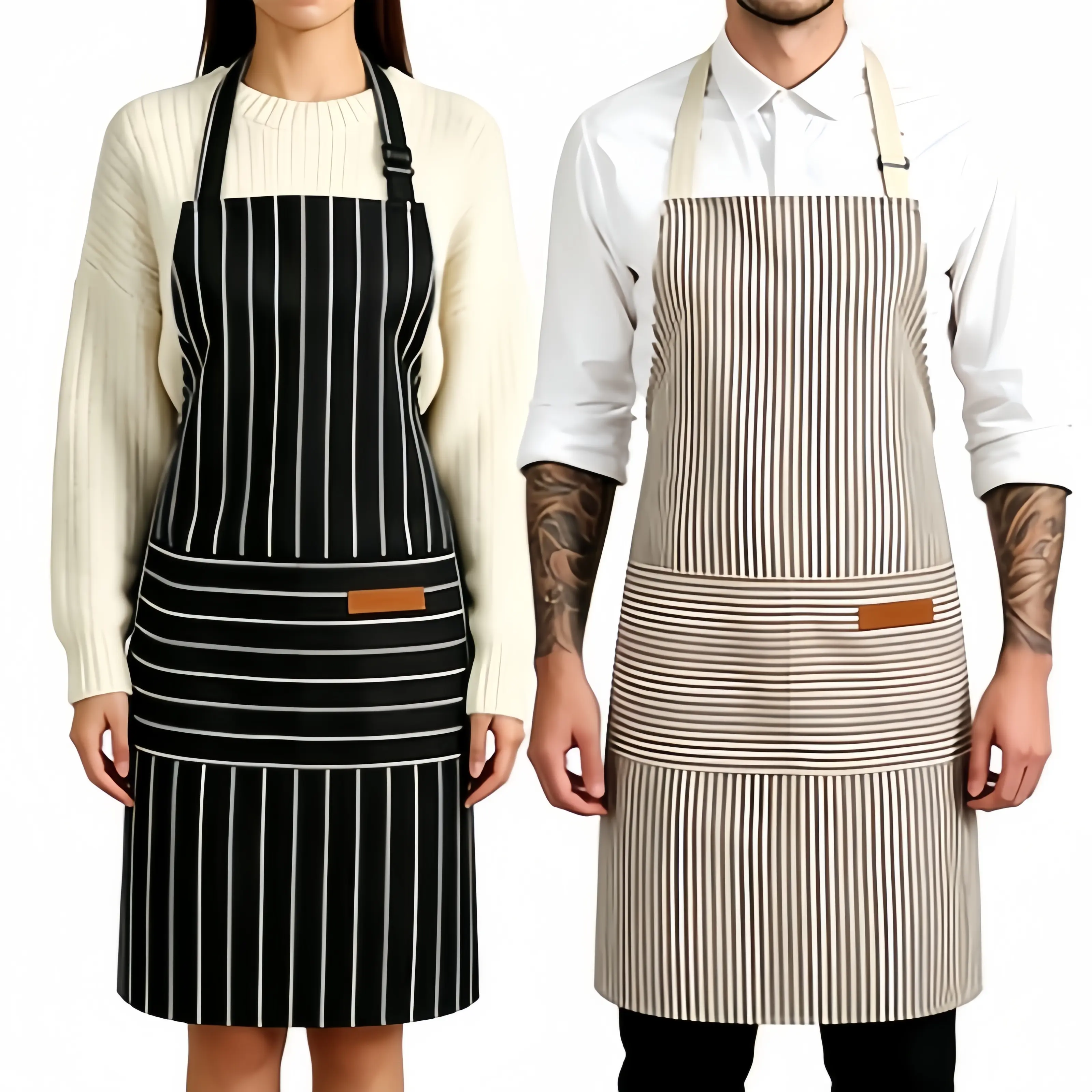 Men's Canvas Kitchen Apron - Adjustable Cross-Back with Buckle, 2 Pockets, Breathable Anti-Stain Bib, Ideal for Cooking, BBQ & Garden Use, Cleaning, Great Birthday Gift Option
