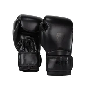 Venum Contender 1.5 Boxing Glove - Black/Black, High Quality Semi-Leather, Solid Impact Absorption, Large Hook-and-Look Closure, Durable Design