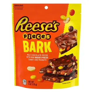 Reese's Pieces Bark Milk Chocolate with Mini Reese's Pieces Candy & Peanuts 6 oz Resealable Bag