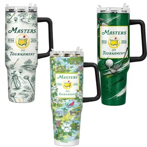 Masters Tournament Inspired 40oz Tumbler With Handle, Golf Lover Green Cup, Insulated Mug 30oz 40oz