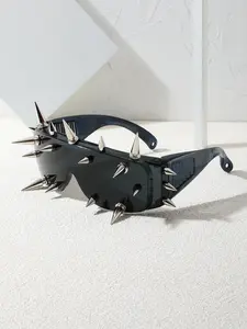 1 Pair Fashion Punk Style Spiked Design Sunglasses, Flat Top Frame Sunglasses, Novelty Sunglasses for Women & Men