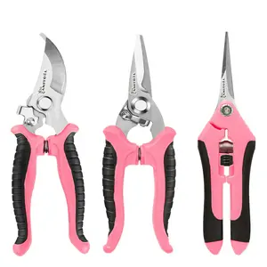 3 Pack Garden Pruning Shears, Stainless Steel Shears,Scissors, Garden Clippers, Pruning Snips, Pruning Shears for Gardening Tools (Pink)
