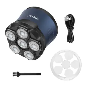 Men's electric shaver, USB rechargeable, double-precision blade, LED display, magnetic six-bit bald artifact, shaved head and beard razor, Cordless portable shaver, Rechargeable shaver machine, perfect holiday gift for father.