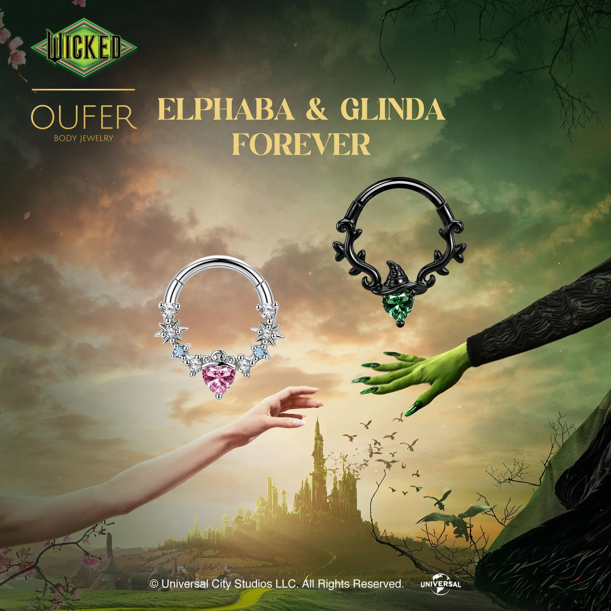WICKEDXOUFER Elphaba/Glinda Hinged Segment Septum Piercing Ring