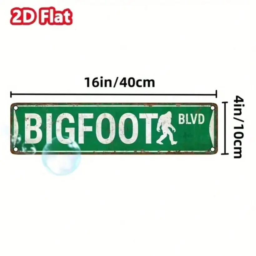 Aluminum Bigfoot Vintage Sign Rectangle Design for Home Bar Themed Rooms Halloween Decor House Wall Living Room Bedroom Kitchen Bathroom Decorations