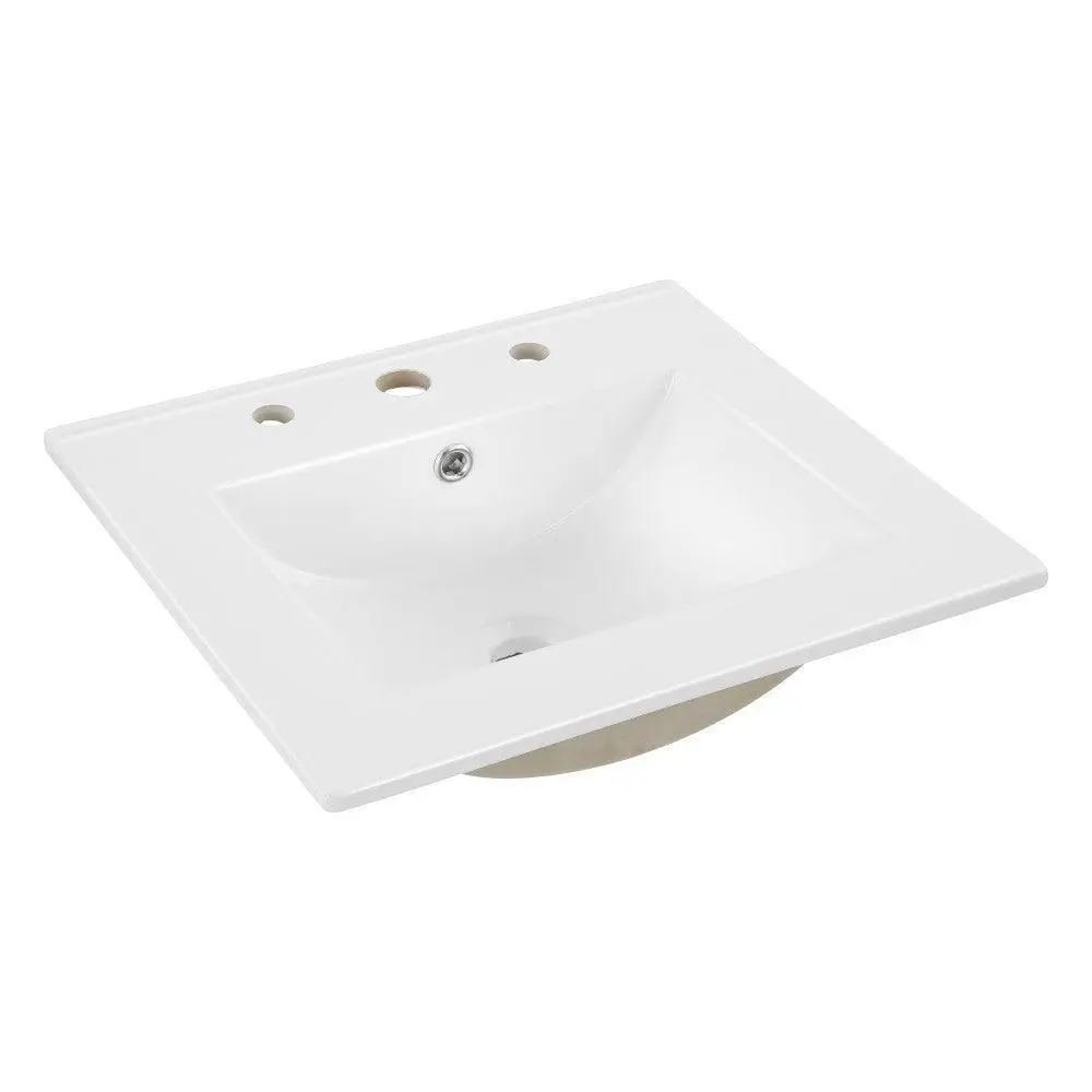 JONATHAN Y Ancillary Undermount 3-Hole Classic Contemporary Rectangular Ceramic Single Sink Basin Vanity Top, Undermount Sink