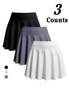 Women's Tennis Skirt with Safety Pants Pocket, Sporty Breathable Skorts, Workout Skorts, Quick-Dry Sweat Absorbent, Indoor Yoga Fitness, Multi-Color, All Seasons