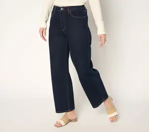 Peace Love World Petite Barrel Leg Denim Jeans - Indigo