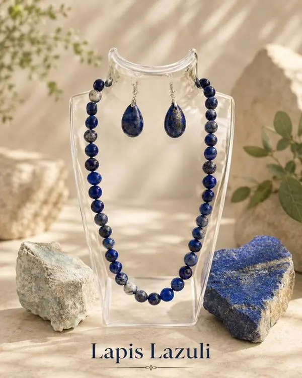Lapis Lazuli Necklace and earring set Natural
