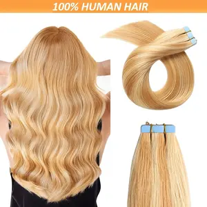 Fashionable New 20pcs Real Remy Human Hair Tape-In Extensions - Seamless Straight Hair Extensions for Women, 16-28 Inch, 27/613 #   Color, 30g, Natural Look & Easy Application, Suitfor All Light Beige Tones