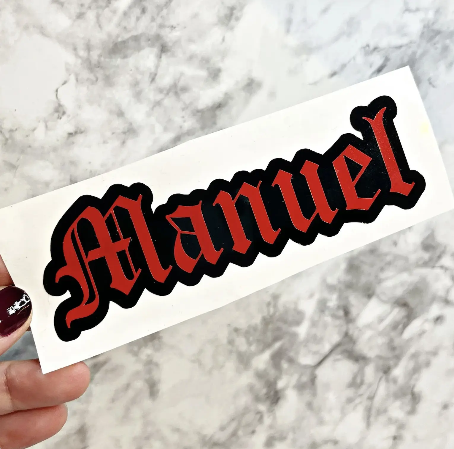 Personalized Custom Name Decal in Holographic or Chrome Vinyl with Old English Design Font for Events Special Occasions Vehicle Exterior Decoration Belongings