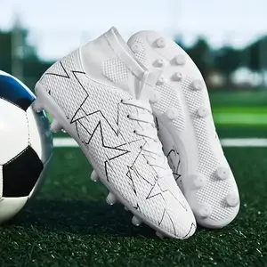 Unisex High-Top Football Shoes - Long Spikes, Non-Slip Durable Training Shoes, Breathable PU Upper and TPU Sole, Suitable for All Seasons, Sports and Exercise