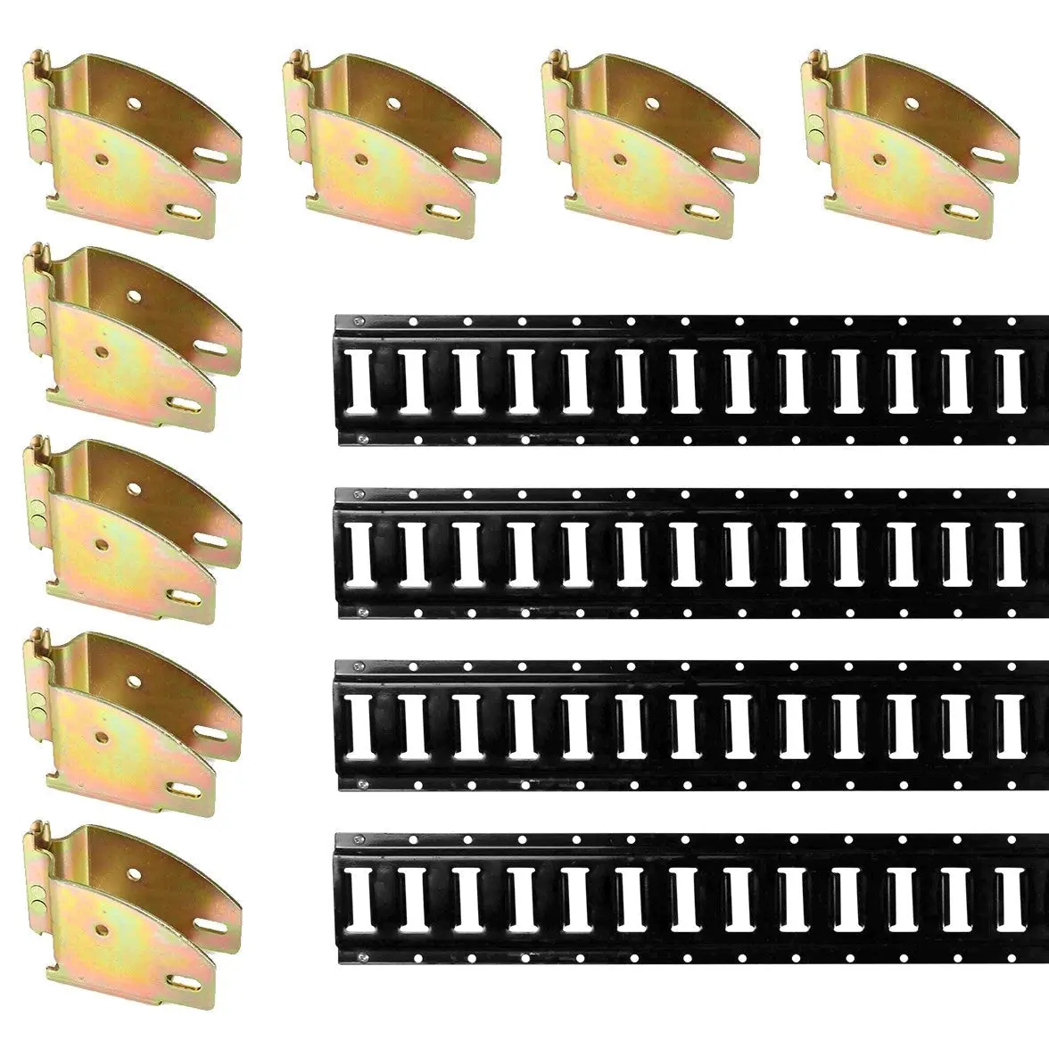 4' Black E track Kit - 4 Rails + Shelving Accessories- 12 Pcs
