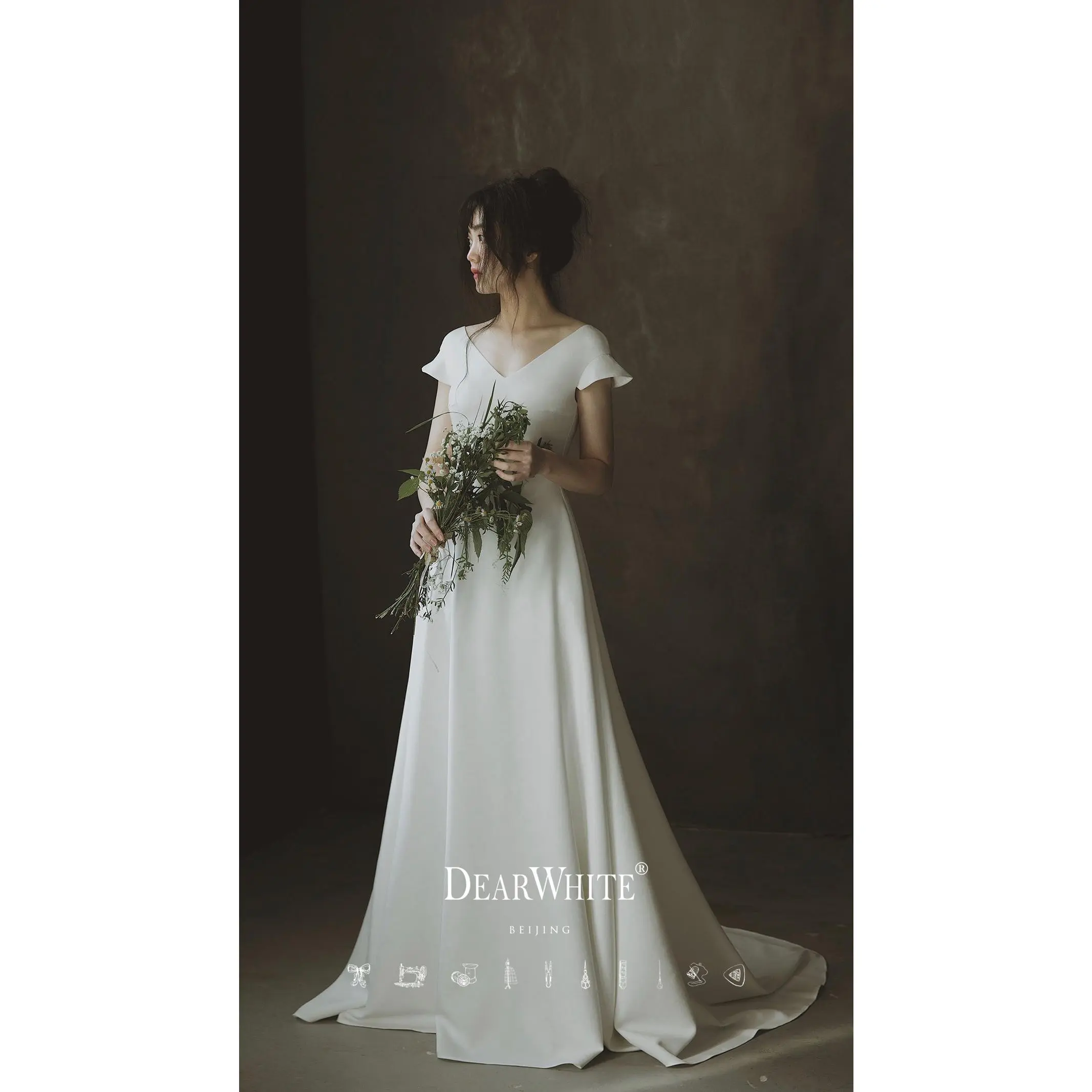 Early Spring 2023 original new satin simple wedding dress bride - Gente