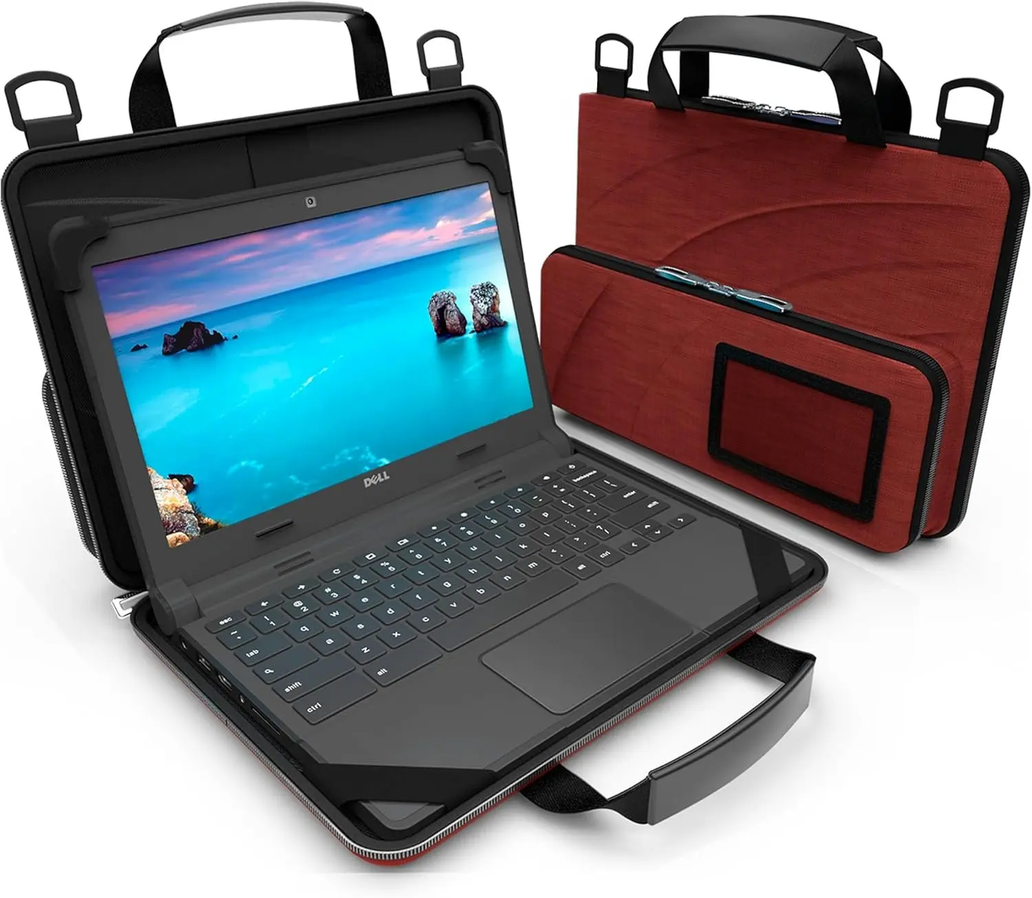 11-11.6 Inch Always-on Chromebook Protective Hard Case with Accessory Pouch and Adjustable  Strap