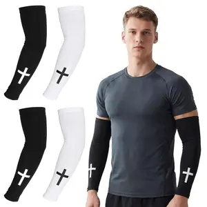 Cross Arm Sleeves, Polyester Christian Compression Cooling Arm Sleeves for Men Women Football Running Cycling Outdoor Activities Basketball Baseball Sleeve