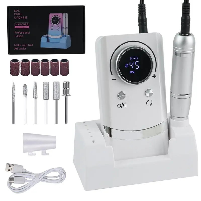Rechargeable Electric Nail Drill Machine, Portable Nail Sander for Manicure Gel Remover Tool, Professional Nail Care Tool for Home & Salon Use, Nail Tools