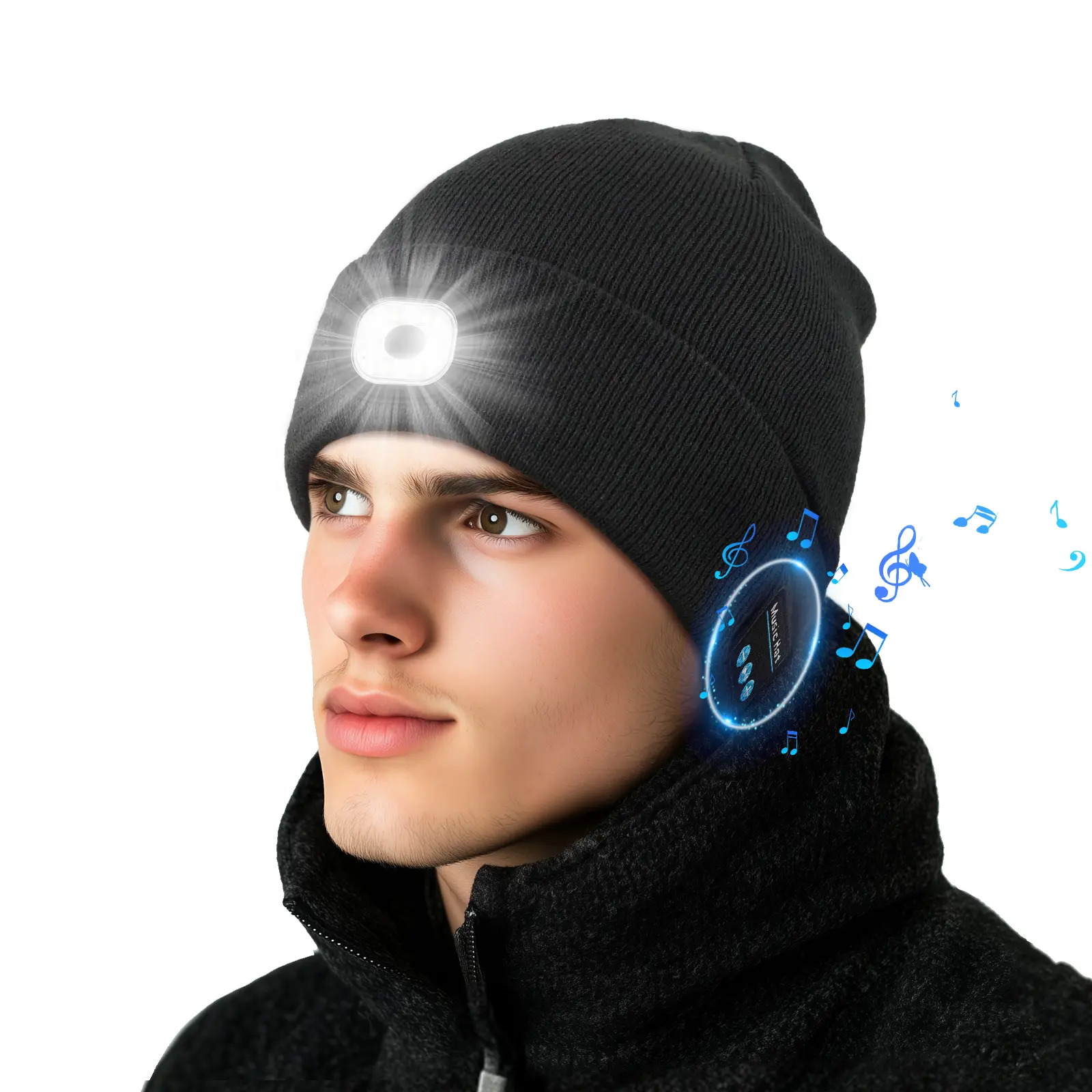 Unisex Rechargeable Bluetooth Music Knit Skull Cap - Bluetooth Technology, Warm Brimless, Lightweight, 1 Size, Wireless Music Streaming for Winter Running, Sports & Outdoor Use, Skull Cap Sports & Outdoor Hats, One Size
