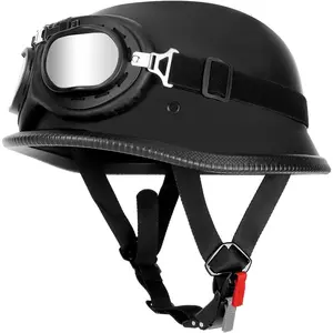 German Style Motorcycle Helmet Vintage Half Shell Helmet for Adult Men Women Approved Retro Helmet with Goggles