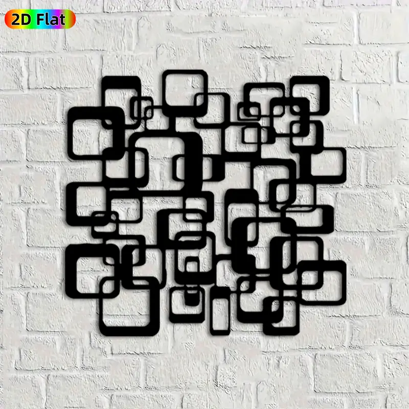 1pc Interlocking Squares Metal Wall Art, Abstract Interlocking Squares Statue Mural, Ideal Gift for New Year, Christmas, Modern Decor Enthusiasts,  Perfect for Living Room Wall & Garden Fence, Stylish Home Accent for Design Enthusiasts